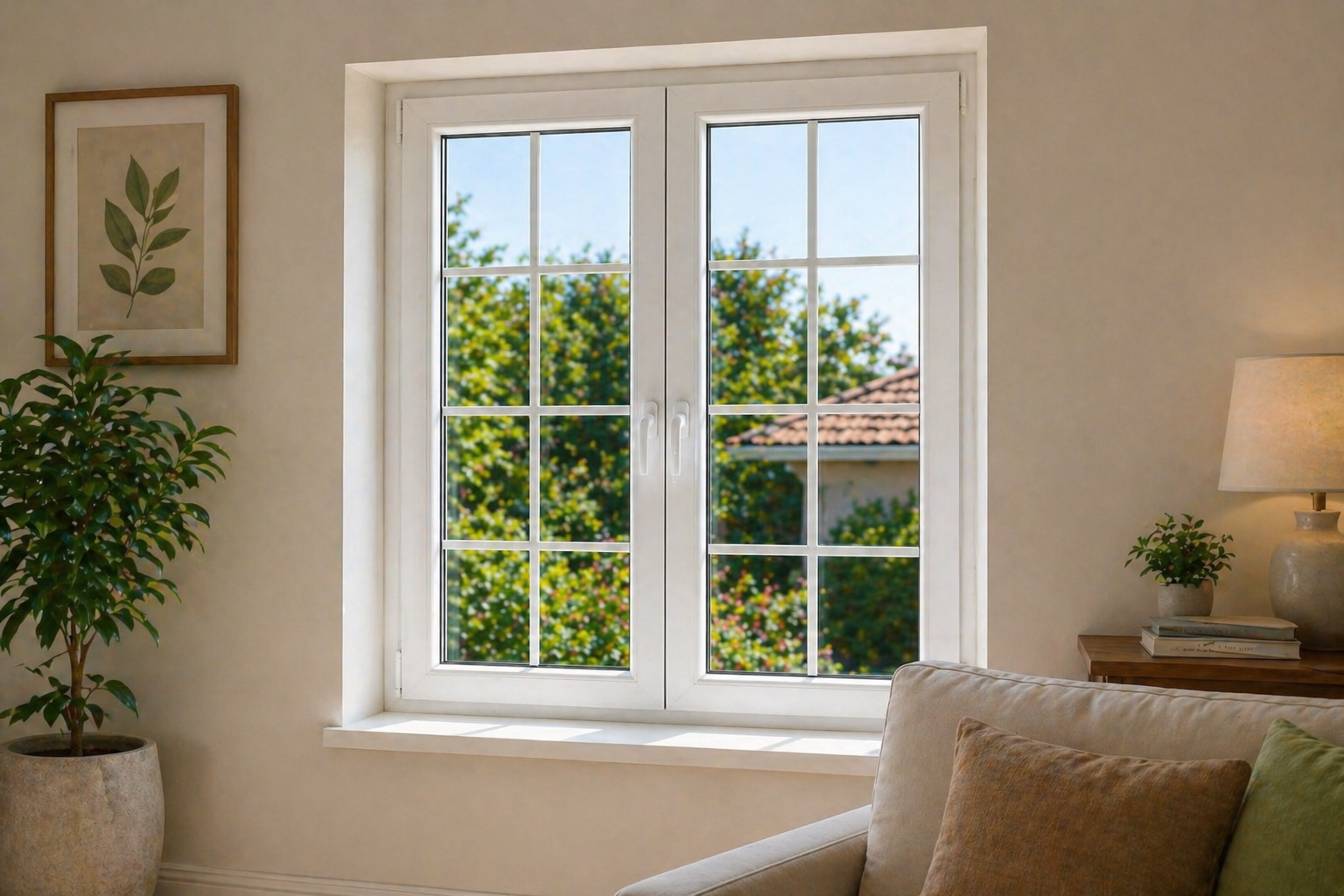 uPVC French windows Tamil Nadu – floor-to-ceiling double-panel design that floods rooms with natural light and creates seamless indoor-outdoor connection